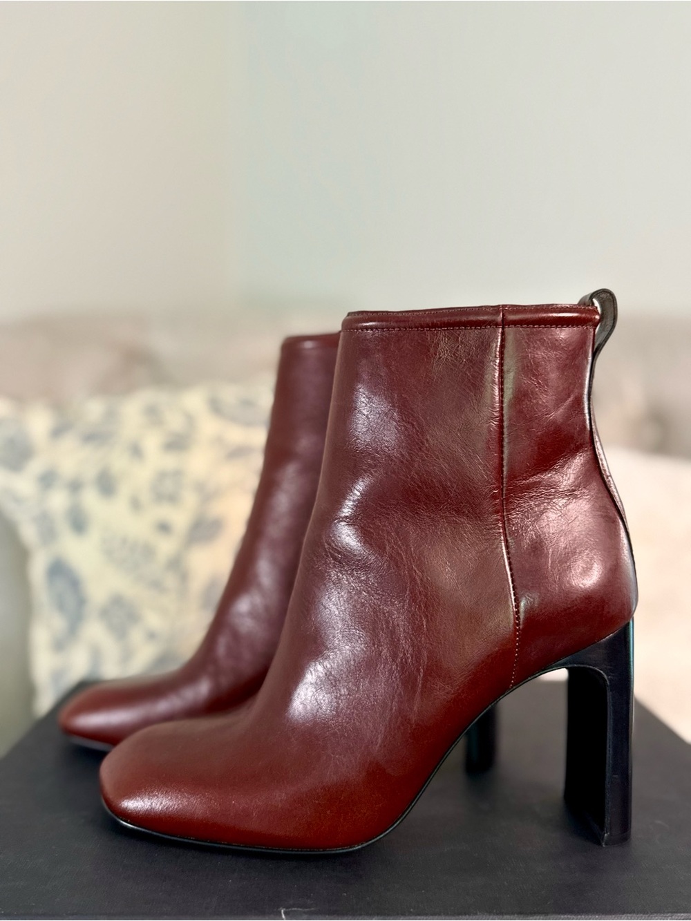 Rag & Bone Burgundy Mahogany Leather Ankle Booties - Size 37 fits 6-6.5